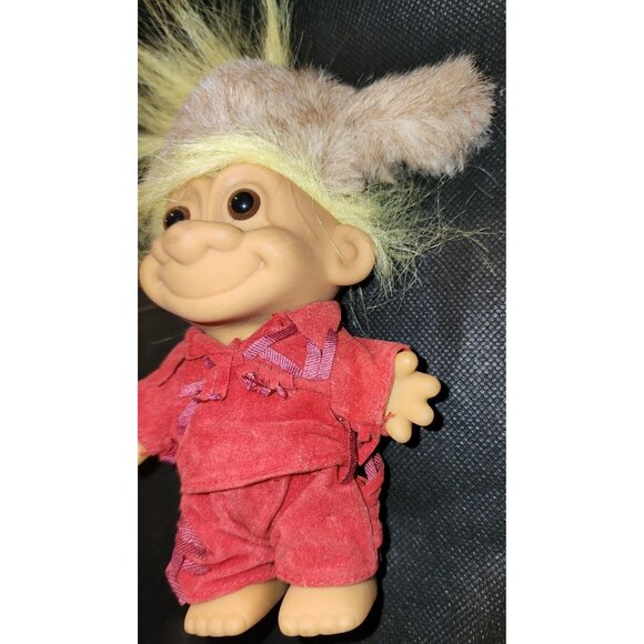 Vintage Russ Troll Doll With Red Outfit & Santa Hat Davey Crockett - Picture 7 of 9
